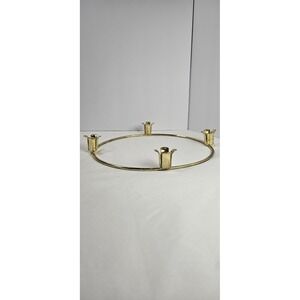 Vintage Autom Brass Advent Wreath Ring Candle Holder 4 Taper Candles Christmas